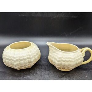 Vintage Belleek Ireland Creamer and Open Sugar Sea Shell Bone China Nautical